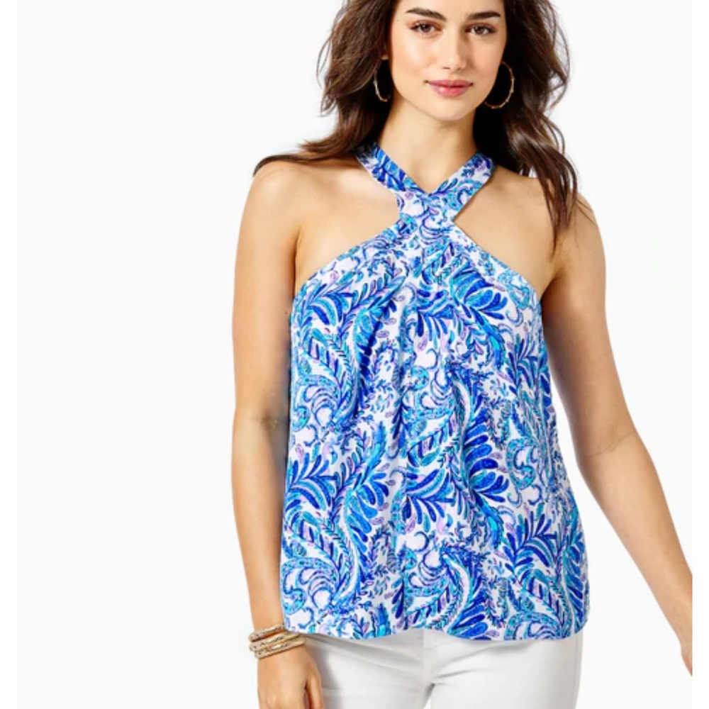 Lilly Pulitzer Rori Top in Baha Blue Bird is the Word